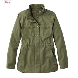 L.L. Bean Olive Utility Field Jacket 100% Cotton - Size Medium
